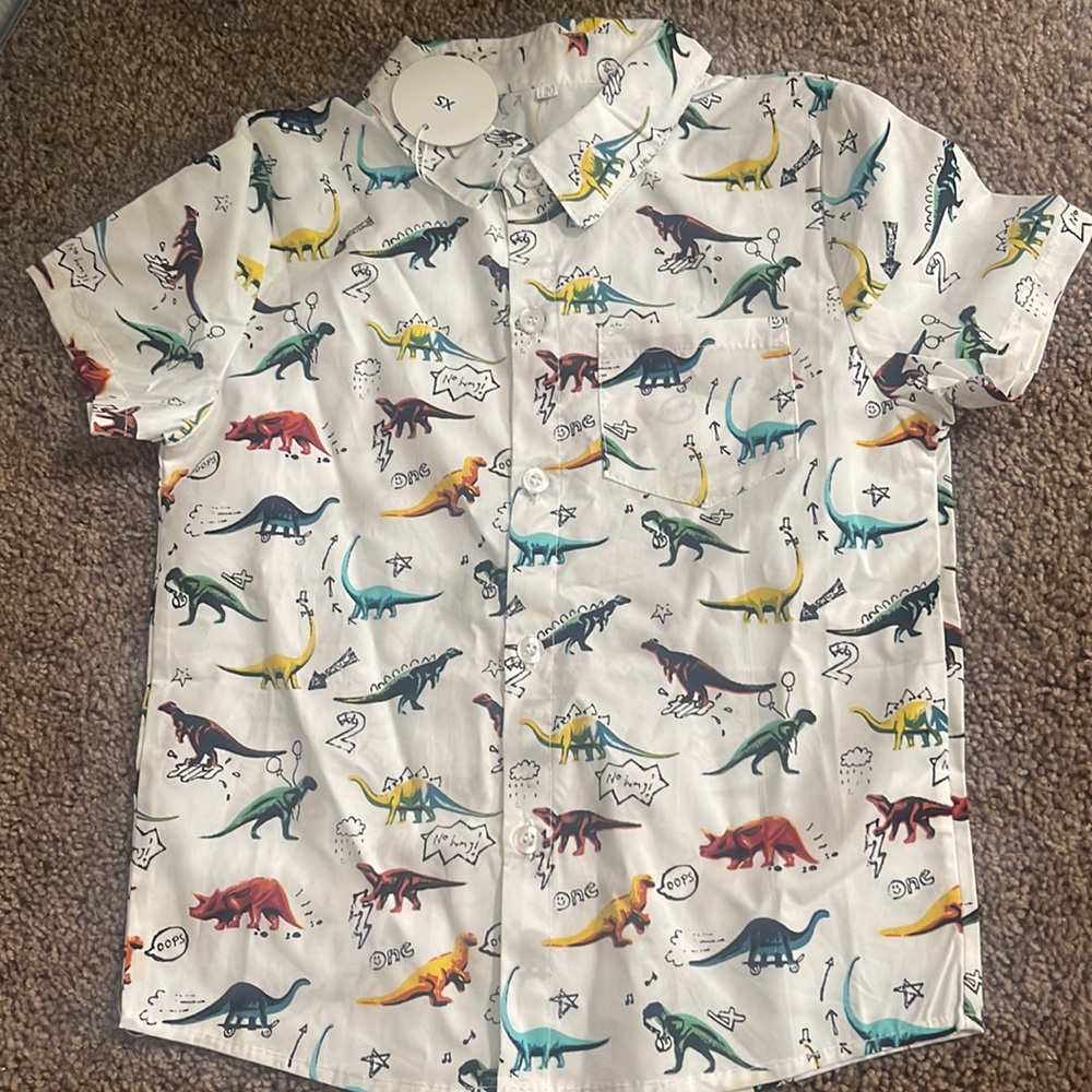 Boys  button down dinosaur shirt